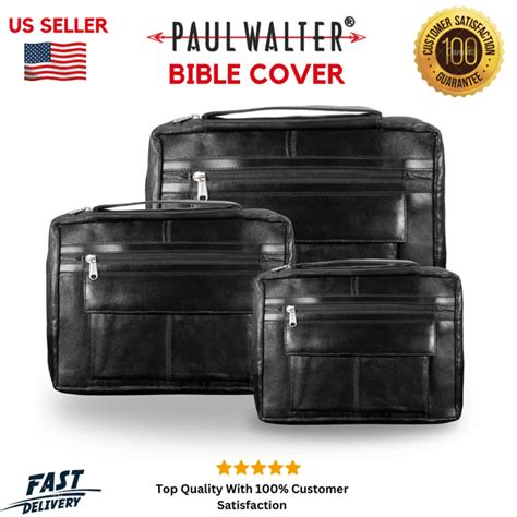 Black Genuine Leather Bible Cover with Handle - Walmart.com