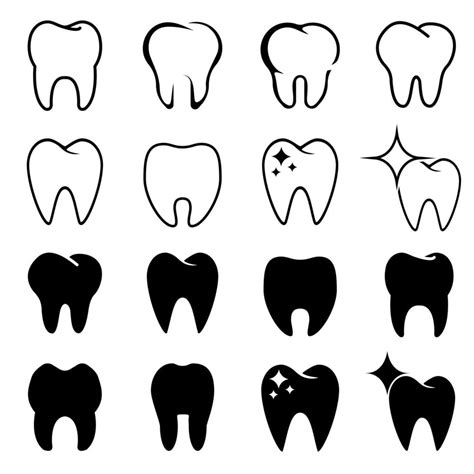 Conjunto De Vectores De Iconos De Dientes Colección De Signos De Ilustración De Dentista