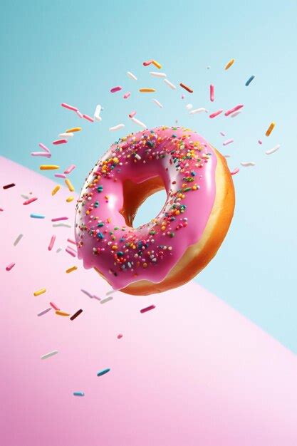 Premium AI Image Vibrant Donut With Sprinkles And Colored Powder