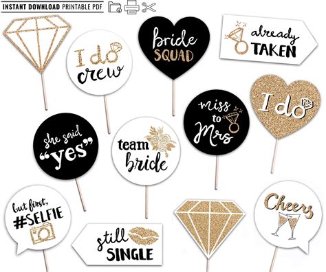 Bridal Shower Printable Photo Booth Props Instant Download Etsy