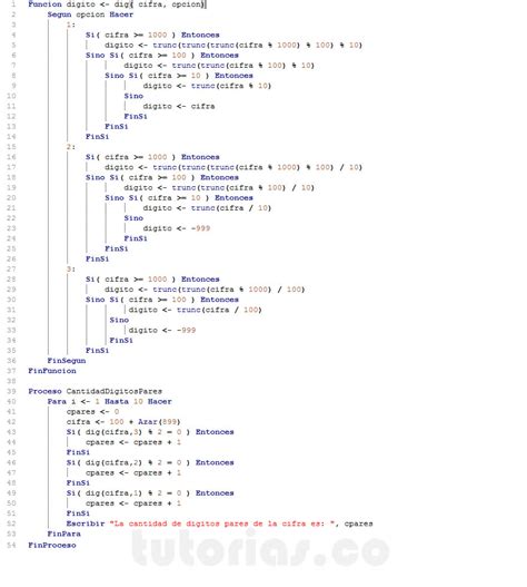 Funciones Pseint Cantidad De Digitos Pares De Una Cifra Tutorias Co