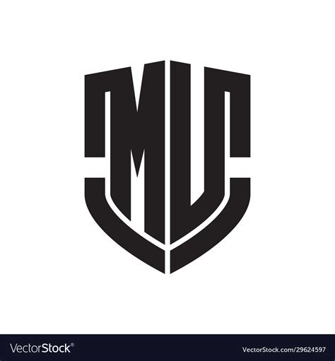 Mu logo monogram with emblem shield shape design Vector Image