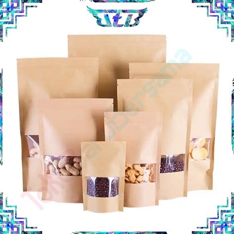 Jual TBB Standing Pouch Kraft Paper EKONOMIS WINDOW ZIPLOCK Plastik