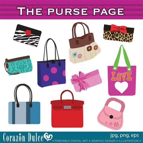 Clipart The Purse Page Digital Clip Art Set By Corazondulce 500