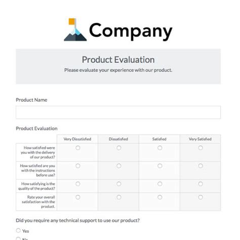 Product Evaluation Form Template Formstack