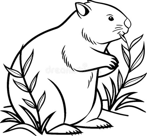 Adorable Wombat Black Stencil Clipart Design. Stock Photo ...