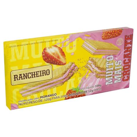 Biscoito Wafer Recheio Morango Rancheiro Pacote 78g Zero Lactose Vegano