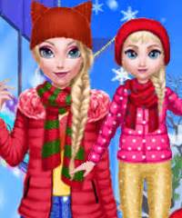 Mommy Elsa Daughter Winter Day Dress Up Game