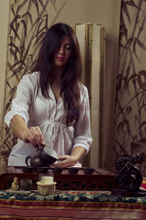 Gongfu Tea Ceremony Stock Photo Image Of Bamboo Girl