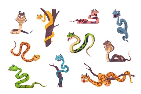 Premium Vector Snakes Character Cute Animal Mascot With Funny Face