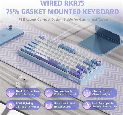 Rk Royal Kludge R Mechanical Keyboard Wired With Volume Knob