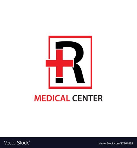 Letter R Medical Center Logo Royalty Free Vector Image