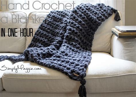 How to Hand Crochet a Blanket in One Hour | SimplyMaggie.com