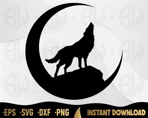 Wolf Howling In A Moon Svg Howling Wolf Svg Wildlife Svg Etsy