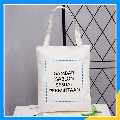 Jual Totebag Drill Tas Wanita Tote Bag Laptop Custom Shopee Indonesia