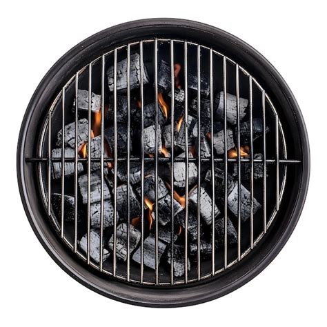 Overhead View Of A Round Charcoal Barbecue Grill On White Background