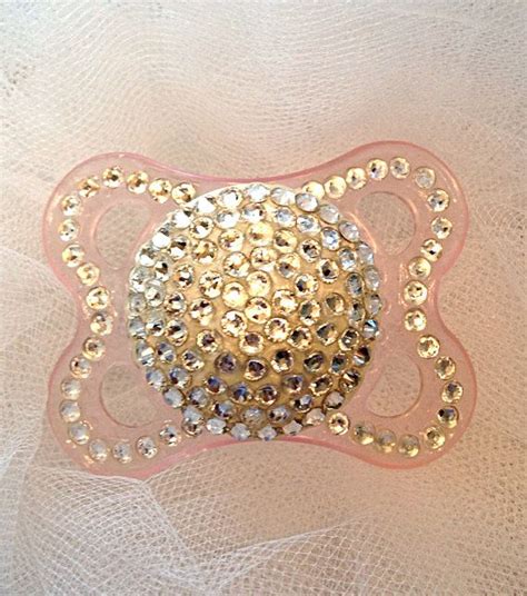 Light Pink Baby Infant Pacifier Binky Made With Swarovski Crystal On