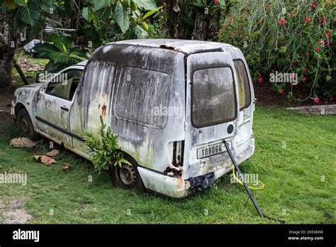 Abandoned Vehicle French Polynesia Stock Photo Alamy