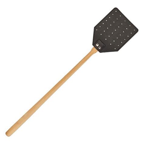 Heavy Duty Leather Fly Swatter Long Wood Handle Manual Fly Swatter