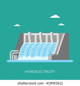 Hydro Power Plant Factory Hydro Energy Stock Vector Royalty Free