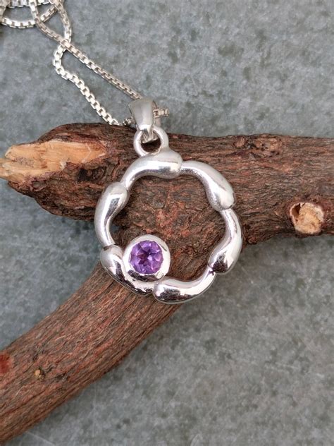 Amethyst Silver Necklace, Natural Amethyst Pendant, 92.5 Sterling ...