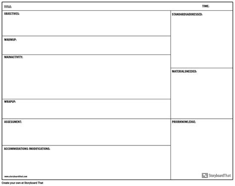 Grunnleggende Leksjonsplan Storyboard By No Examples