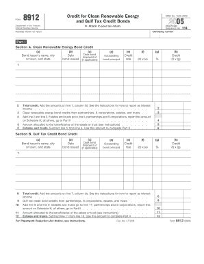 Fillable Online Irs 2005 Form 8912 Credit For Clean Renewable Energy