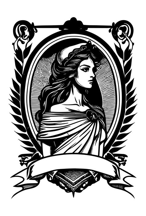 Beautiful Egyptian Cleopatra Symbol Black And White Hand Drawn Logo