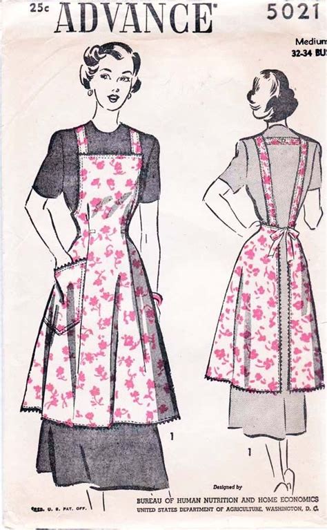 Vintage 1940s Advance Apron Pattern 5021 Etsy Fashion Apron