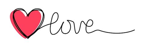 Premium Vector Doodle Heart And Word Love Hand Written Scribble