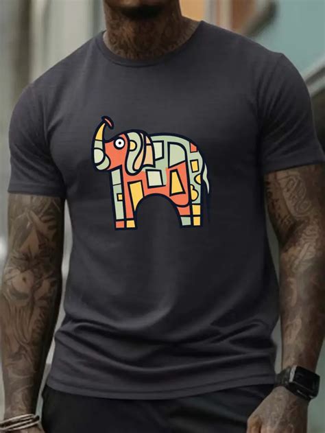 Plus Size Elephant Print T Shirt Tees Men Casual Short Temu Australia