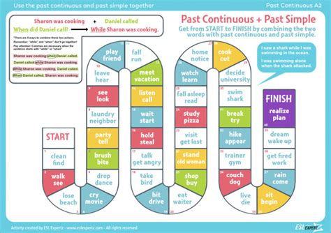 Past Continuous Tense Esl Printable Board Game English File English