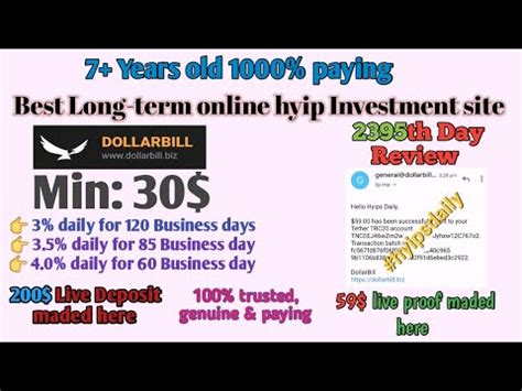 Dollarbill Biz Best Long Term Online HYIP Investment Site Paying 7