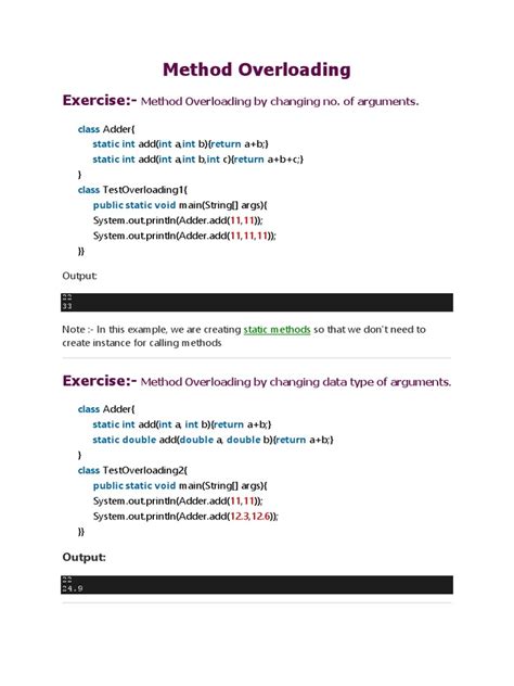 Java 106 107 Method Overloading And Constructor Constructor Overlaoding Tp Pdf Method