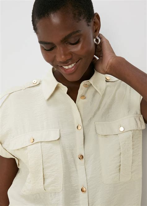 Et Vous Nude Oatmeal Sleeveless Utility Blouse Top Matalan