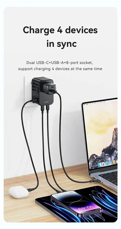 USAMS US-CC199 T62 65W Dual Type C USB Universal Travel Charger ...
