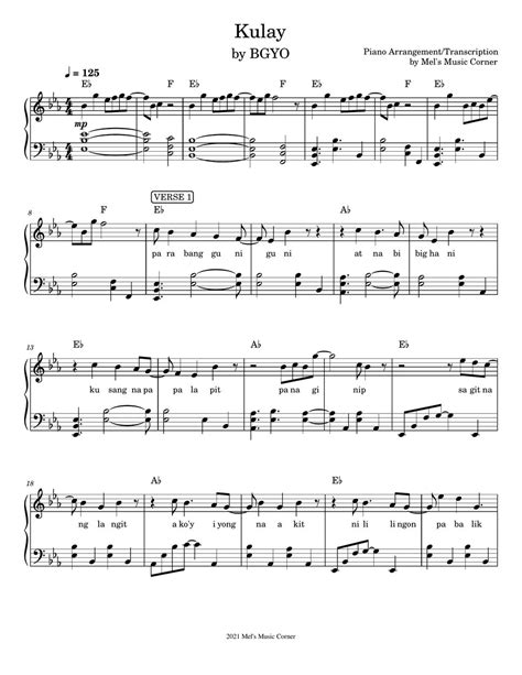 Bgyo Kulay Piano Sheet Music Sheets By Mels Music Corner