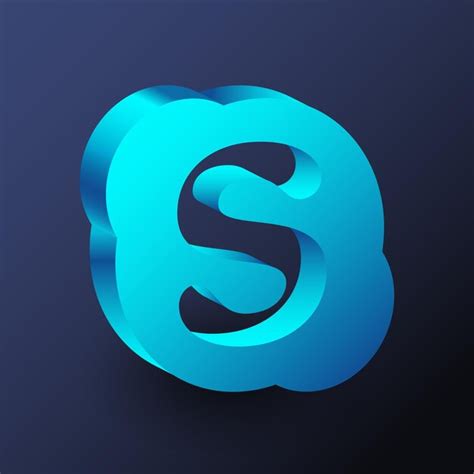 Logotipo do skype em uma ilustração de ícone 3d realista Vetor Premium