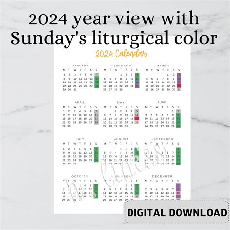 Liturgical Calendar Printable Calendar Printable Calendar