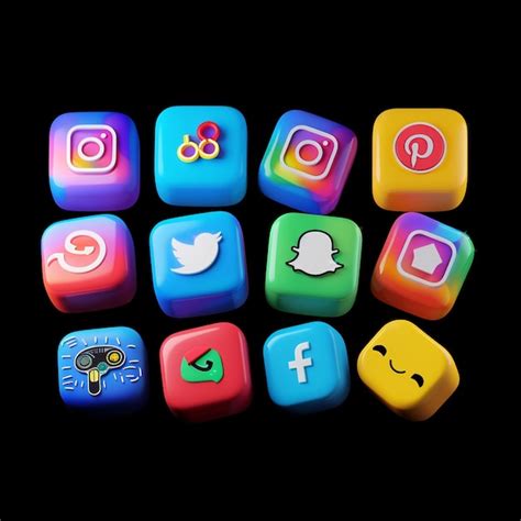 Realistic Buttons With Social Media Logo Collection Premium Ai