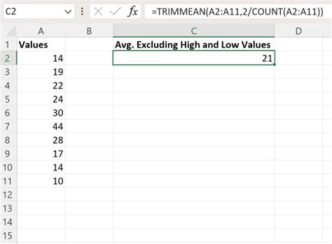 Excel Calculate Average And Exclude Highest And Lowest Values