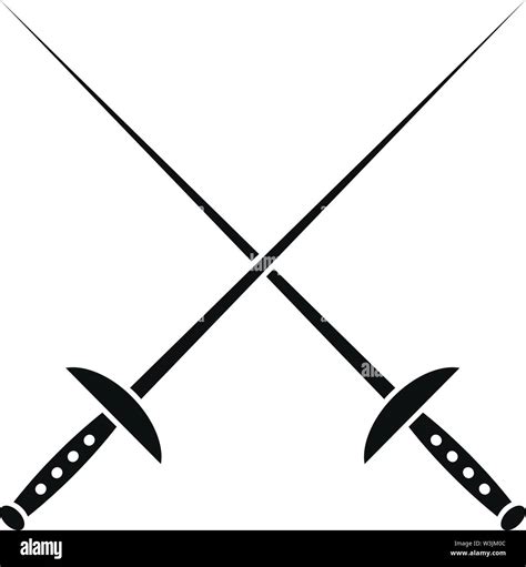 Crossed Fencing Sword Icon Simple Illustration Of Crossed Fencing