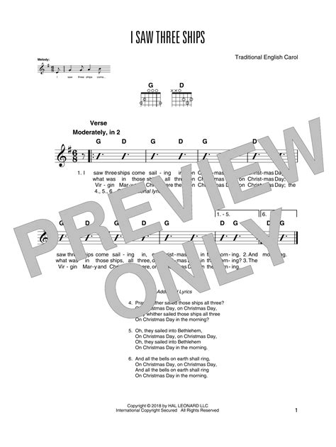 I Saw Three Ships Sheet Music Traditional English Carol Solo Guitar