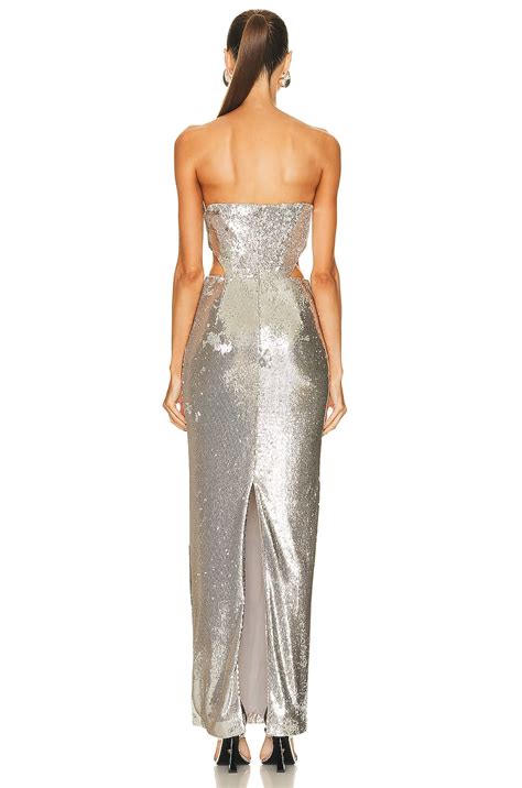 ET OCHS Ava Strapless Cut Out Gown In Silver Nude FWRD