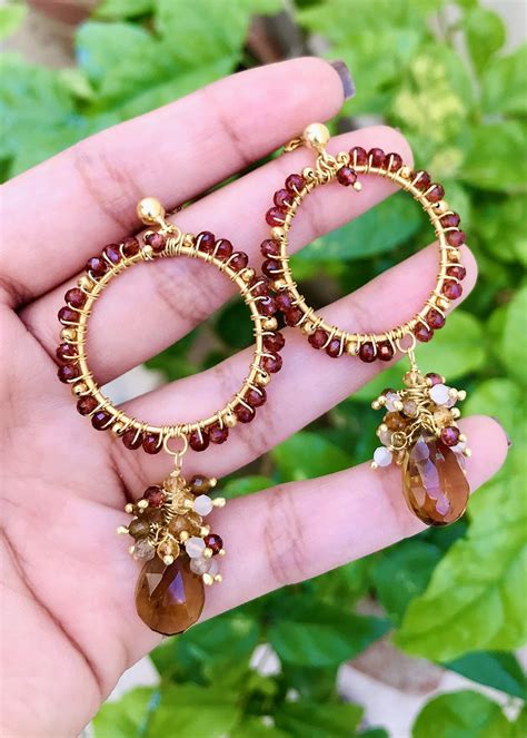 Get Garnet Hoop Earrings At 2800 LBB Shop