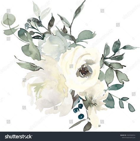White Nude Pastel Colors Watercolor Floral Stock Illustration 1624540414 Shutterstock