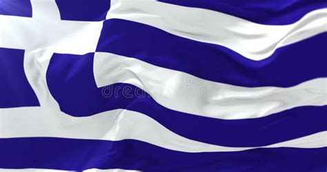 Greek Flag Waving At Wind With Blue Sky Loop Stock Video Video Of