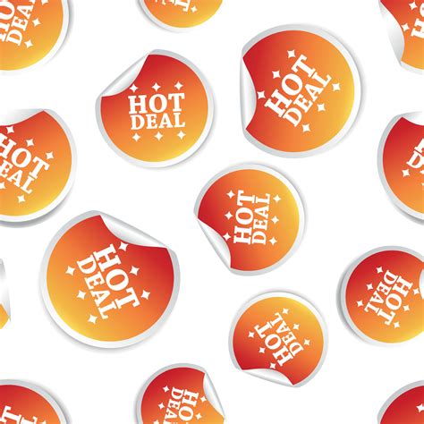 Hot Deal Sticker Seamless Pattern Background Icon Business Flat Vector Illustration Shopping