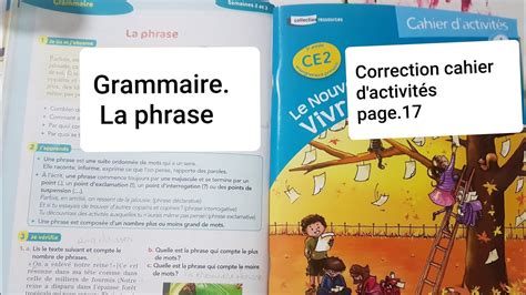 Grammaire La Phrase Cahier D Activit S P Le Nouveau Vivre Le