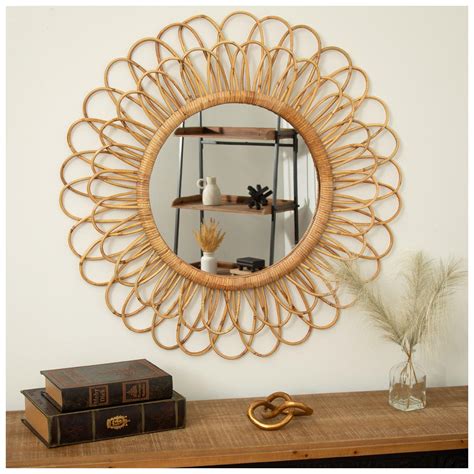 Boho Rattan Flower Round Wall Mirror Hobby Lobby 1810084